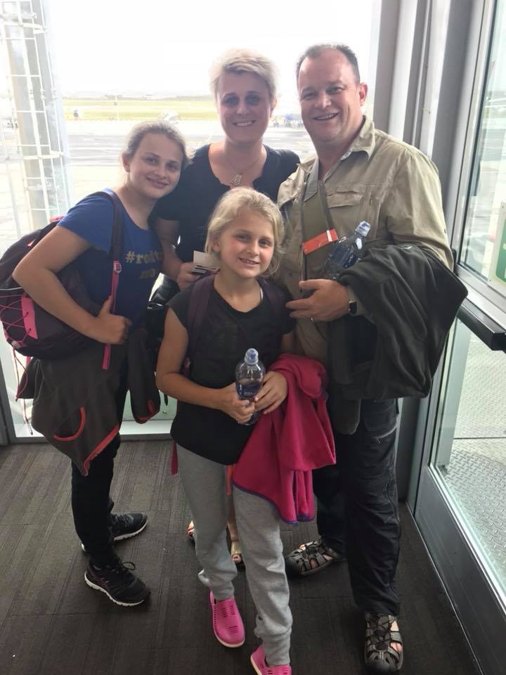 Photo of me, Leon, Leonelle and Lerika at Cape Town International Airport on our way to Thailand.