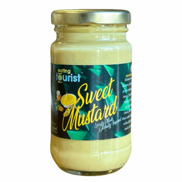 125ml glass jar filled with Sweet Mustard by Eating Tourist®,