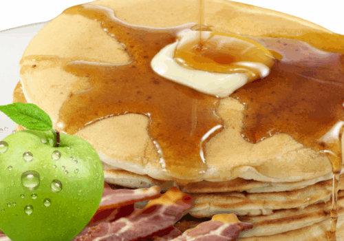 Picture of flapjacks, an apple and bacon for the Easy Flapjack Recipe
