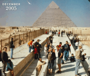 Large crowds at the pyramid