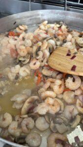 Creamy Prawn Linguine almost done.