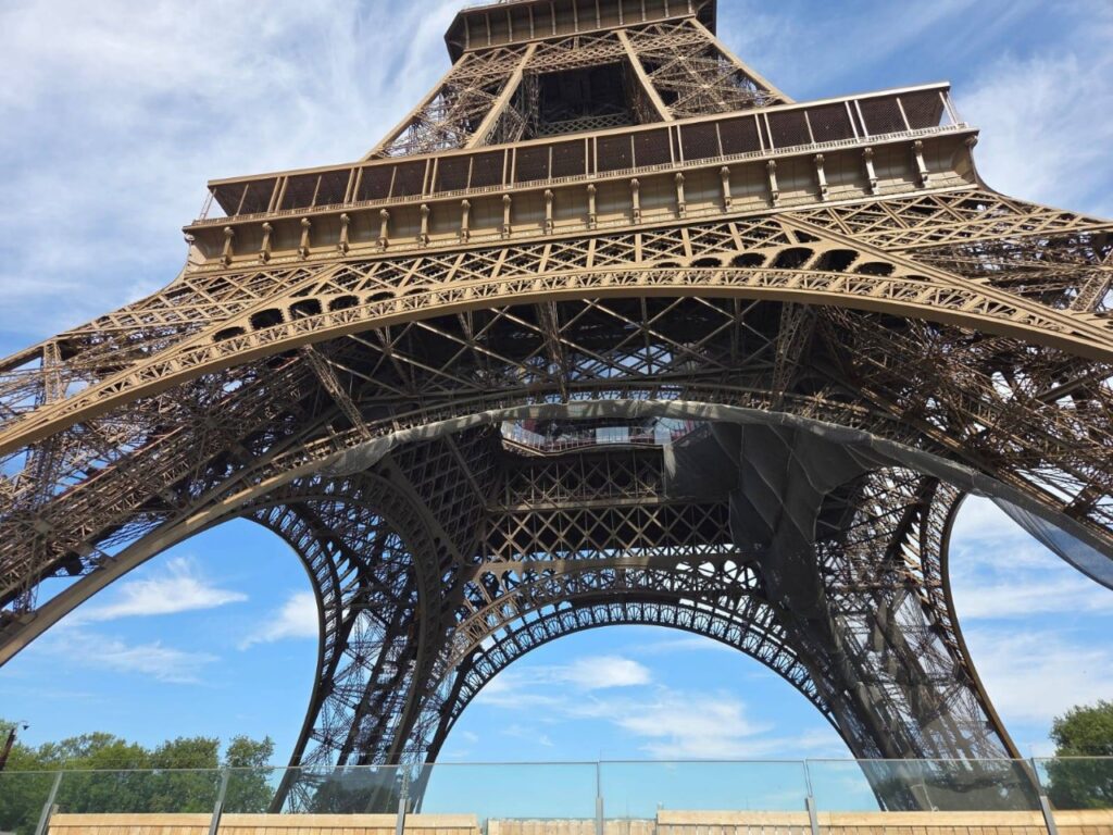 This image shows The Eiffel Tower taken from below The Eiffel Tower from below