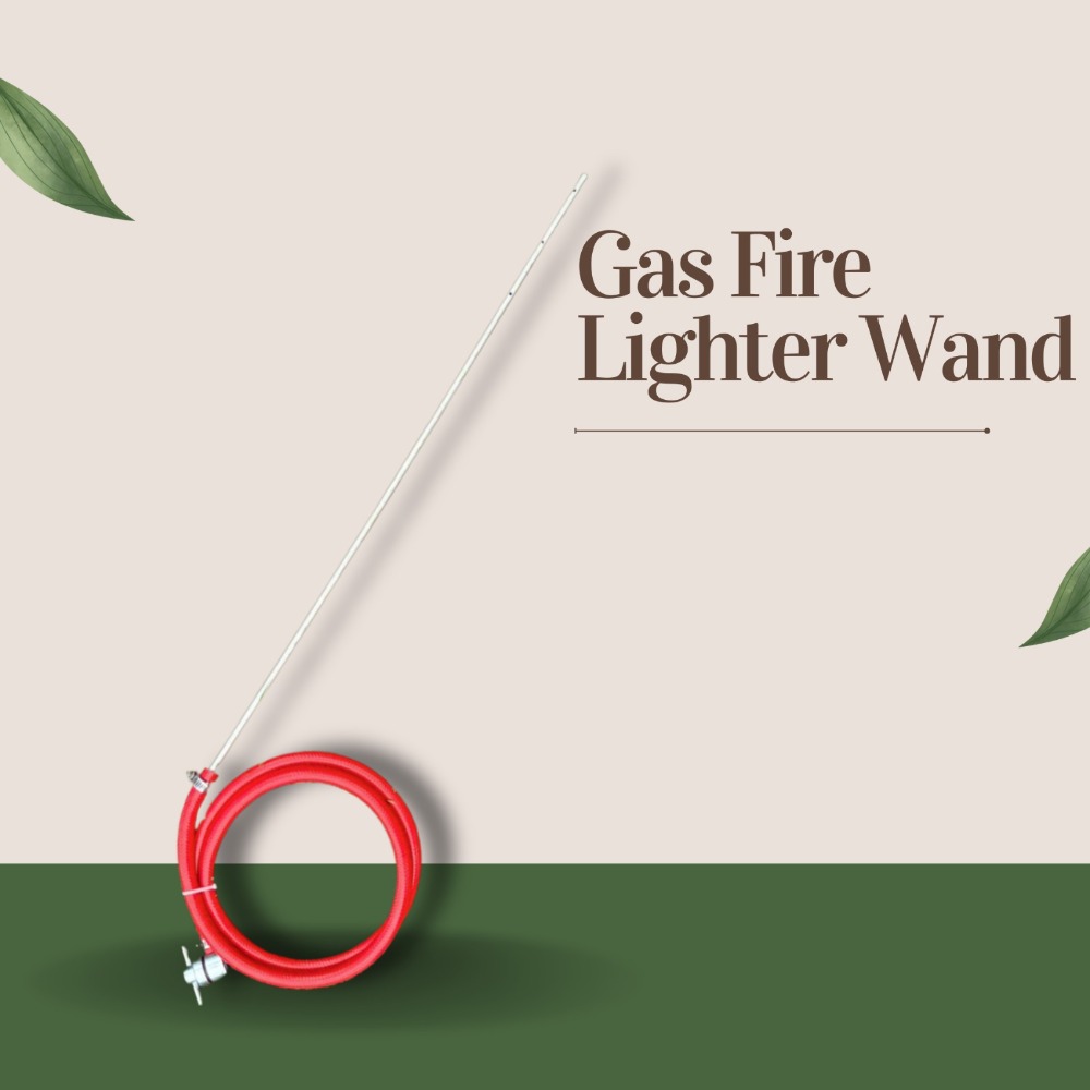 Stainless steel Gas fire Lighter Wand with a pvc pipe attached.