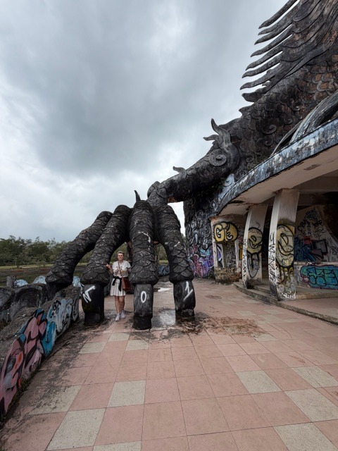 Giant dragon statue at abandoned Ho Thuy Tien Waterpark in Hue Vietnam